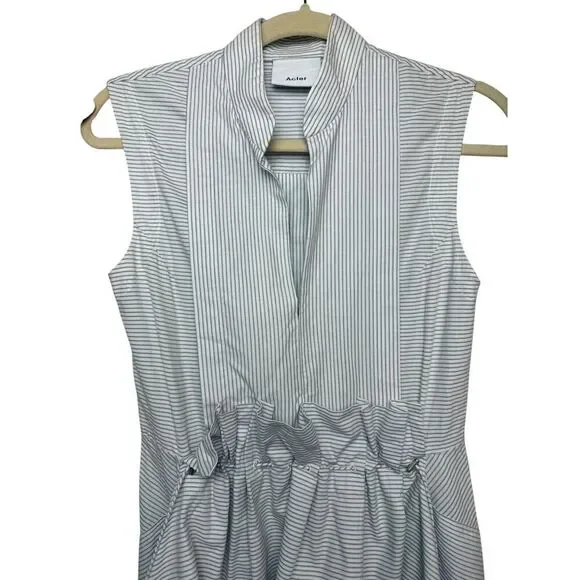 Acler Pinstripe Ruched High Lo Dress Sz. 2 US - Picture 5 of 12